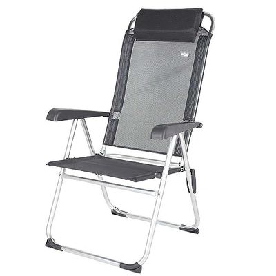 AKTIVE - Chaise Pliante inclinable 5 Positions, Anti-retournement, avec Coussin, Dossier Haut et accoudoirs, résistante : Poids Maximum 110 kg, matériau textilène et Aluminium, Dimensions 44 x 55 x