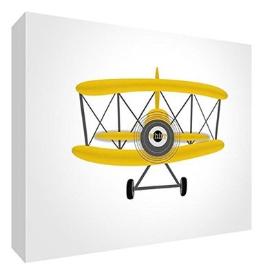 Feel Good Art Bloc Décoratif souvenir du bébé Motif avion Pequeño - 7.4 x 10.5 x 2 cm Amarillo/Blanco