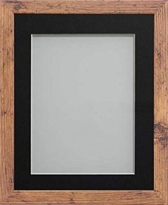 Frame Company Allington Rustic Photo Frame with Black-V Groove Mount, 6x4 for 4x3 inch, fitted with perspex
