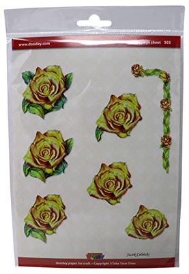 Lot de 3 cartes à découpage 3D avec motif de fleurs et feuilles de rose et de feuilles de découpage et 3 enveloppes, vert et orange, taille unique