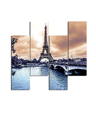 Homemania HM204PMDF257 Cuadro París, Multicolor, 76 X 0,3 X 50 Cm, 4 Piezas