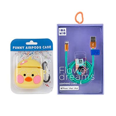 Pack Earbuds Form Chicken Glasögon + kabel Data USB-Lightning Flower Dreams