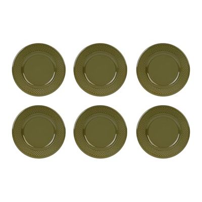 GENEVIEVE LETHU 545267 Set med 6 platta tallrikar med riskorn - Kaki färg lergods - Ø 27 cm