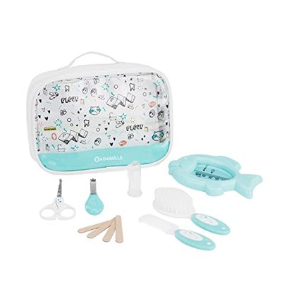 Badabulle Baby Splash 7-częściowy zestaw do pielęgnacji, z bardzo dużą ilością miejsca na dalsze artykuły pielęgnacyjne, przezroczysty