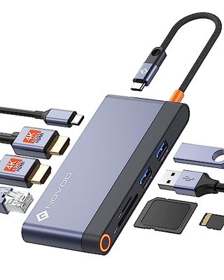 NOVOO Hub USB C Dual HDMI, 8-en-1 Dock vers 2 HDMI 4k@60Hz, Gigabit Ethernet, PD 100W, 2 USB 3.0, SD, TF, Station d'accueil Multiport pour Macbook/Dell/Lenovo/Microsoft
