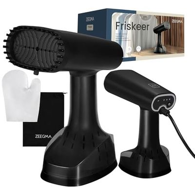 ZEEGMA Friskeer 2-in-1 Kledingstomer en Strijkijzer – 1640W Handstomer met 380ml Afneembaar Waterreservoir, Snelle Opwarming in 30 Seconden, 3 Stoomstanden, Inclusief Rukzak, Borstel en Handschoen