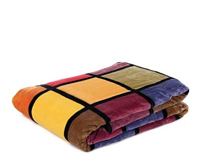 Gözze - Cobertor macio de alta qualidade, toque caxemira, tecido de alta gramagem 500 g/m², antigo, 150 x 200 cm - laranja/vermelho/amarelo