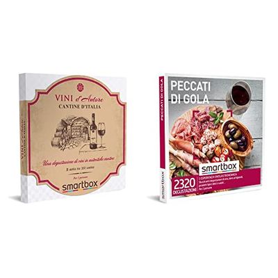 smartbox Cantine d'Italia Cofanetto Regalo Coppia, 1 Degustazione di Vini per 2 Persone & Peccati di Gola Cofanetto Regalo Coppia, 1 Esperienza Enogastronomica per 2 Persone