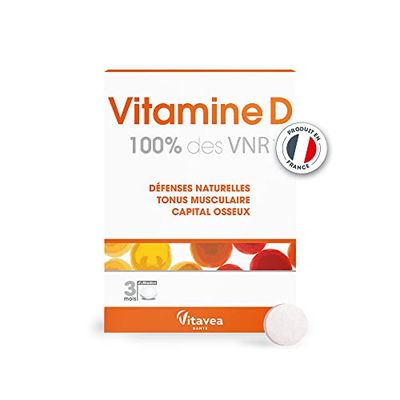 Vitavea - Vitamine D 100% VNR - Complément Alimentaire Défenses naturelles, Immunité - Défenses Naturelles Renforcées, Maintien du Capital Osseux - 90 comprimés - Cure 3 mois - Fabriqué en France