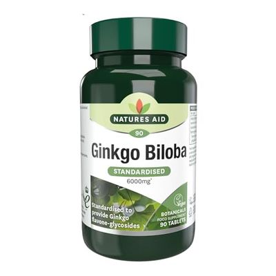 Natures Aid Ginkgo Biloba 6000mg High Strength - Supports Brain Function, Memory & Circulation Natural Antioxidant Food Supplement - Vegan, Non-GMO, Gluten-Free - 90 Tablets