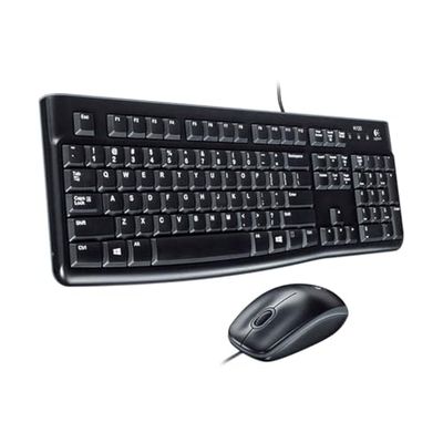 Logitech MK120 Combo Clavier et Souris Filaire pour Windows, Clavier Italien QWERTY - Noir