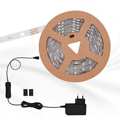 Briloner Leuchten - Faixa de luz LED de 3 m, autoadesiva, 10 W, 90 LED, interruptor de cabo, controlador, inclui cabo de 1,8 m, vida útil: 50 000 horas