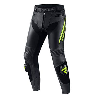 REBELHORN Fighter Pantaloni da Moto di Pelle Protezioni Ginocchia e Fianchi Livello 2 Doppia e Tripla Cucitura Cursori Ginocchia Ventilazione