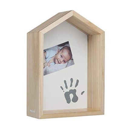 Baby Art Babyrek, wandrek of bureaurek van hout, decoratie voor kinderkamer, personaliseerbaar, met pootafdrukset, natuurlijke houtkleur