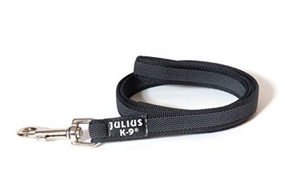 Julius-K9 Color & Gray gegumeerde linnen, met lus, 20mm x 1,2 m, zwart-grijs