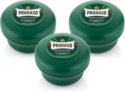 Proraso Sapone da Barba in Ciotola Rinfrescante, 3 x 150ml, Sapone barba per la rasatura arricchito con Olio di Eucalipto e Mentolo, Made in Italy