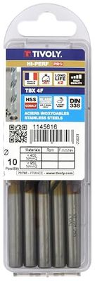 TIVOLY 11456160550 - Set di 10 punte da trapano Premium Tbx 4f HSS cobalto rivettate, affilatura 4 facciate, Ø 5,5 mm