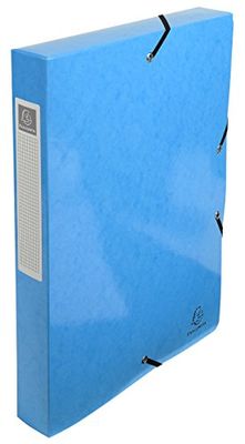 Exacompta - Rif. 59927E - 8 scatole portadocumenti IDERAMA con elastici - in cartoncino lucido 600g/m2 - Dorso 4 cm - dimensioni 25 x 33 cm - per documenti A4 - colore azzurro - consegnato assemblato