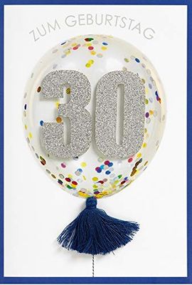Lifestyle 30th Birthday Card - Number Card Balloon - 11.6 x 16.6 cm