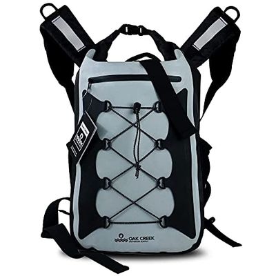 Oak Creek Canyon Falls 30L Dry Bag Rugzak. Premium waterdichte rugzak met gevoerde schouderbanden. PVC-constructie. Houd je spullen droog, Grijs, 30L US