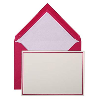 Clairefontaine - Ref 32615L - G.Lalo Correspondence Writing Set - Includes 10 x 10.7 x 15.2cm, 300gsm Cards + 10 x 11.4 x 16.2 Lined Gummed Envelopes - Raspberry