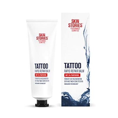 SKIN STORIES Rapid Repair Balm (1 x 50 ml), crema dopo tatuaggio lenitiva con pantenolo, cura dopo tatuaggi per promuovere la pioggia a partire dal quarto Giorno dopo il tatuaggio.