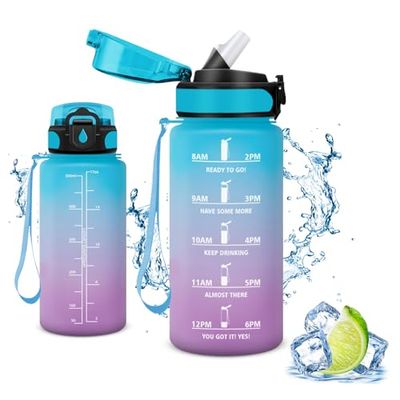Vikaster Water bottle, 0.5l Borraccia con cannuccia, Water Bottle Senza BPA & Prova di Perdite, Bottiglia Acqua Sportiva per Bambini Scuola, Bici, Palestra, Yoga, Ufficio, Trekking, Outdoor