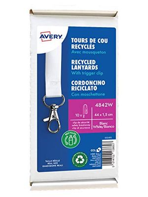Avery – Box of 10 Neck Towels with Carabiner 44 cm Long x 1.5 cm Wide White