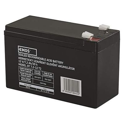 Emos Acumulador de chumbo sem manutenção (12 V, 7,2 Ah Faston de 6,3 mm, 1 peça, b9674