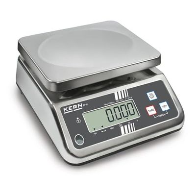 KERN Báscula de mesa de acero inoxidable con protección IP, robusta, clase de protección IP65, rango de pesaje de 15 kg, legibilidad 2 g