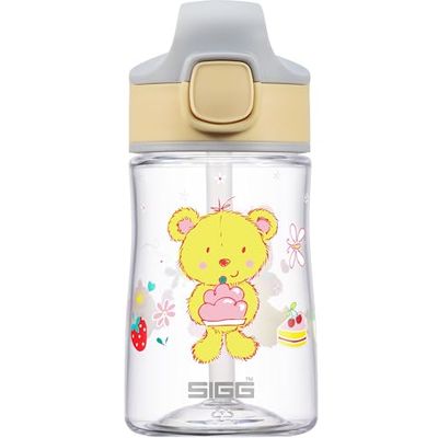 Sigg - Gourde Enfant avec Paille En Tritan - Miracle Furry - Étanche - Passe au Lave-Vaisselle & Micro-ondes - Résiste aux Chocs - Sans BPA - Pour École & Sport - Jaune Motif Nounours - 0,35L