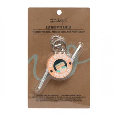 Mr. Wonderful - Keyring with cables to charge the phone orange - Get ready, world!
