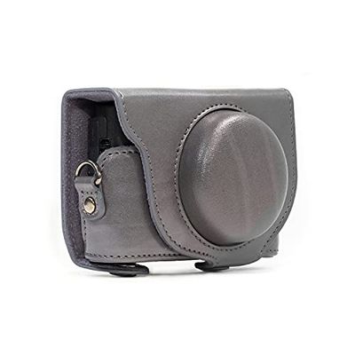 MegaGear MG680 Sony Cyber-shot DSC-RX100 VI, DSC-RX100 V, DSC-RX100 IV, DSC-RX100 III Ever Ready Custodia in finta pelle per Fotocamera con Tracolla - Grigio