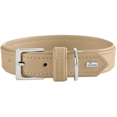 HUNTER Hondenhalsband Amalfi, kleur: beige, veganistisch, kunstleder in nappa-look, zacht, onderhoudsvriendelijk, briljante kleur, bijzonder comfortabel om te dragen, Made in Germany, maat: 60