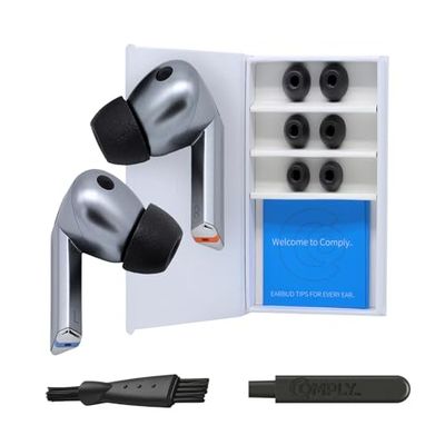 Comply Tappi per orecchie in schiuma di alta qualità, compatibili con Samsung Galaxy Buds3 Pro, taglia M, nuova versione 2025 con strumento di pulizia, neri, 3 paia