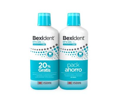 ISDIN Bexident Encías Uso Diario Colutorio con CPC + Cymenol, Reduce el sangrado y la inflamación por gingivitis en 2 días, Pack ahorro 20% Gratis, 2 x 500ml, El embalaje puede variar