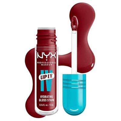 NYX Professional Makeup - Gloss Hydratant Effet Mouillé - Tenue Jusqu'à 12h - Hautement Pigmenté - Fini Brillant - Lip IV Gloss - Teinte : Cranberry Splash