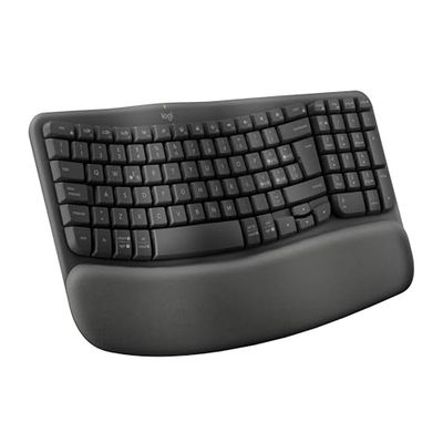 Logitech Wave Keys Tastiera Wireless Ergonomica con Supporto per i Polsi Imbottito, Digitazione Comoda, Easy-Switch, Bluetooth, Logi Bolt, più Sistemi Operativi, Windows/Mac, ITA QWERTY, Grafite