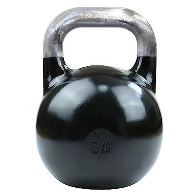 TITAN LIFE PRO Kettlebell Steel Competition 6kg. Zwart. Professionele kogelhalters. Competitie inzetstuk. Groot bodemoppervlak. gelegeerd staal