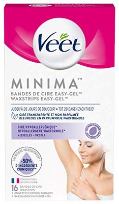 VEET PURE - 16 Bandes de cire froide Aisselles - Peaux Sensibles - Recommandés par les Dermatologues - Epilation Longue Durée