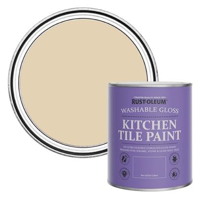 Rust-Oleum Peinture Beige Résistante à l'eau pour Faïence de Cuisine, Finition Brillante - Sandhaven 750ml
