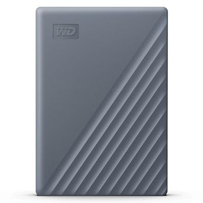 WD My Passport werkt met USB-C 2 TB (Draagbare harde schijf, back-up software met wachtwoordbeveiliging, 256-bits AES-hardwareversleuteling) Silicon Grey