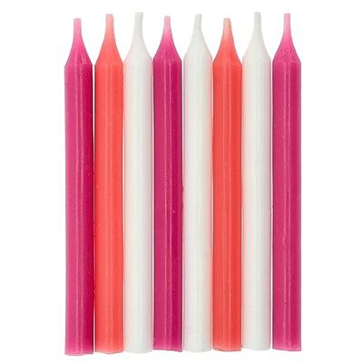 Folat 24203 Candles Pink-6 cm-16 Pieces-Cake Decorations for Birthday Anniversary Wedding Graduation Party, 6 cm