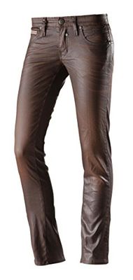 Herrlicher Dames Slim Broek Touch Leather Coated Stretch, bruin (Cookie 83), 32W x 28L