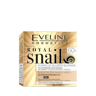Eveline Cosmetics Royal Snail Royal Snail Concentrated Ultra-Repair Cream 60+ with Snail Mucin & Matrixyl®Synthe’6™ - Anti-Wrinkle, Brightening & Firming Face Cream for Women, 50ml