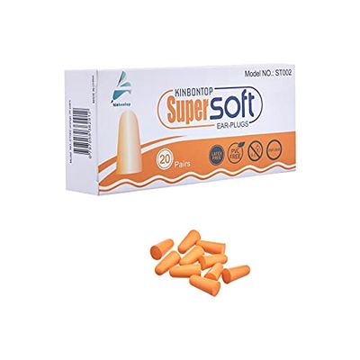 Kinbontop zachte schuimoordopjes, 38dB SNR, ruisonderdrukking, gehoorbescherming, slapen, werken, schieten, reizen - oranje (20-pack)