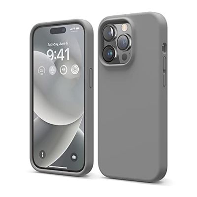 elago Liquid Silicone Hoesje Compatibel met iPhone 14 Pro Case (6.1"), Premiesilicone, Full Lichaamsbescherming - 4 Layer Schokbestendige Geval, Antikras Zachte Microfiber Voering (Donkergrijs)