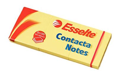 Esselte 83012 zelfklevende notities (Contacta Notes, 50x40 mm, 100 vellen) 3 stuks geel