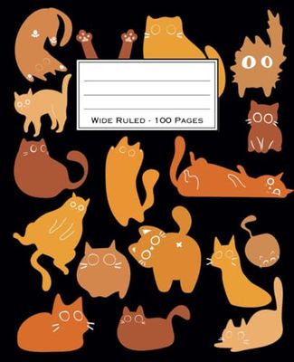 Orange Cat Composition Notebook: 100 Pages, Wide Ruled with Field, 7.25" x 9.5"