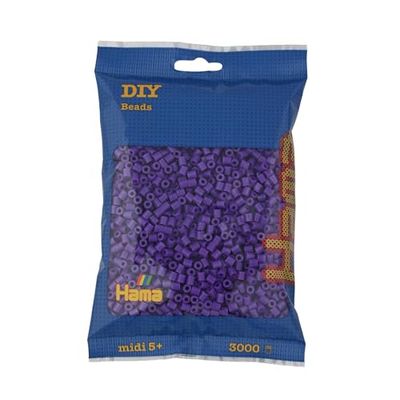 Hama Perlen 201-07 perline da stirare con circa 3.000 perline midi colorate con diametro di 5 mm, viola, divertimento creativo per bambini dai 5 anni in su